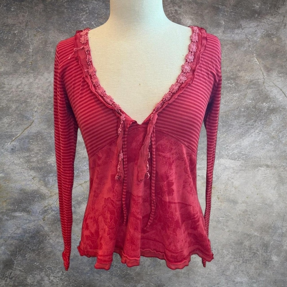 Vintage Didi By Different Floral Striped Fairy Babydoll Top Women's Medium Y2K - Picture 2 of 5